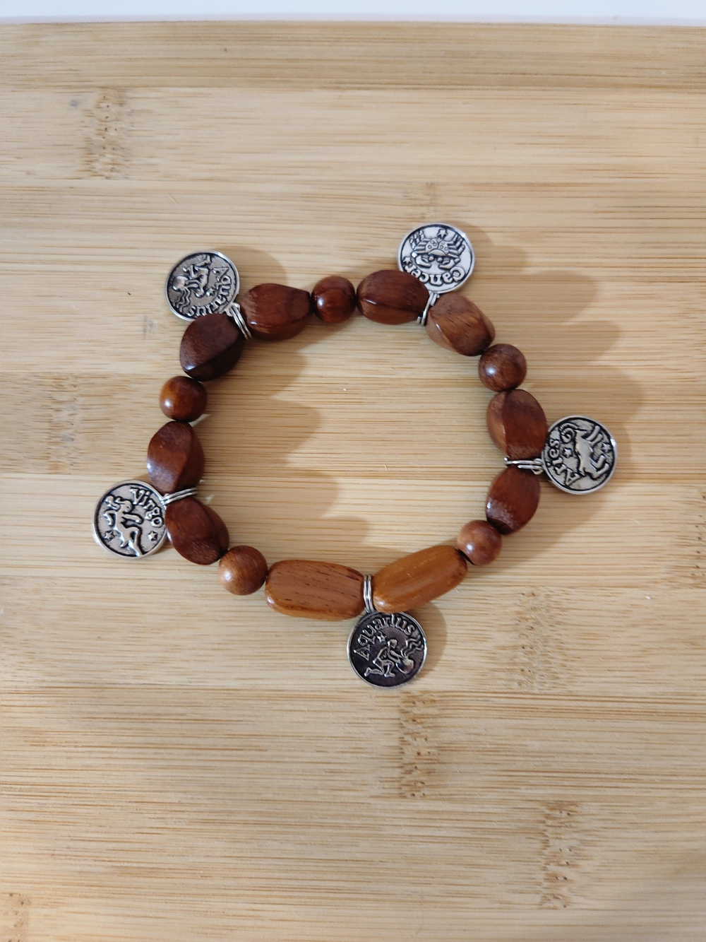 Reserved For topchef1 Wood Bead Zodiac Charm Bracelet - Brown - Picture 9 of 9